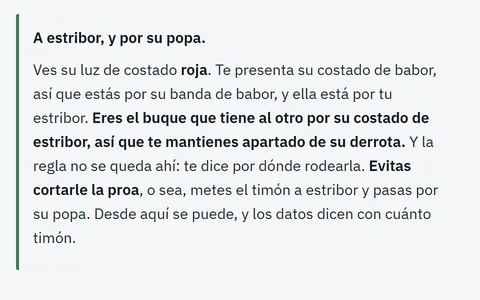 La respuesta explicada: caer a estribor y pasar por su popa, porque es el buque que tienes por tu costado de estribor