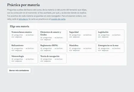 La práctica por materia